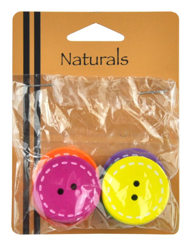 Painted Wooden Buttons - 6 Pcs Per Packet - BBA-4