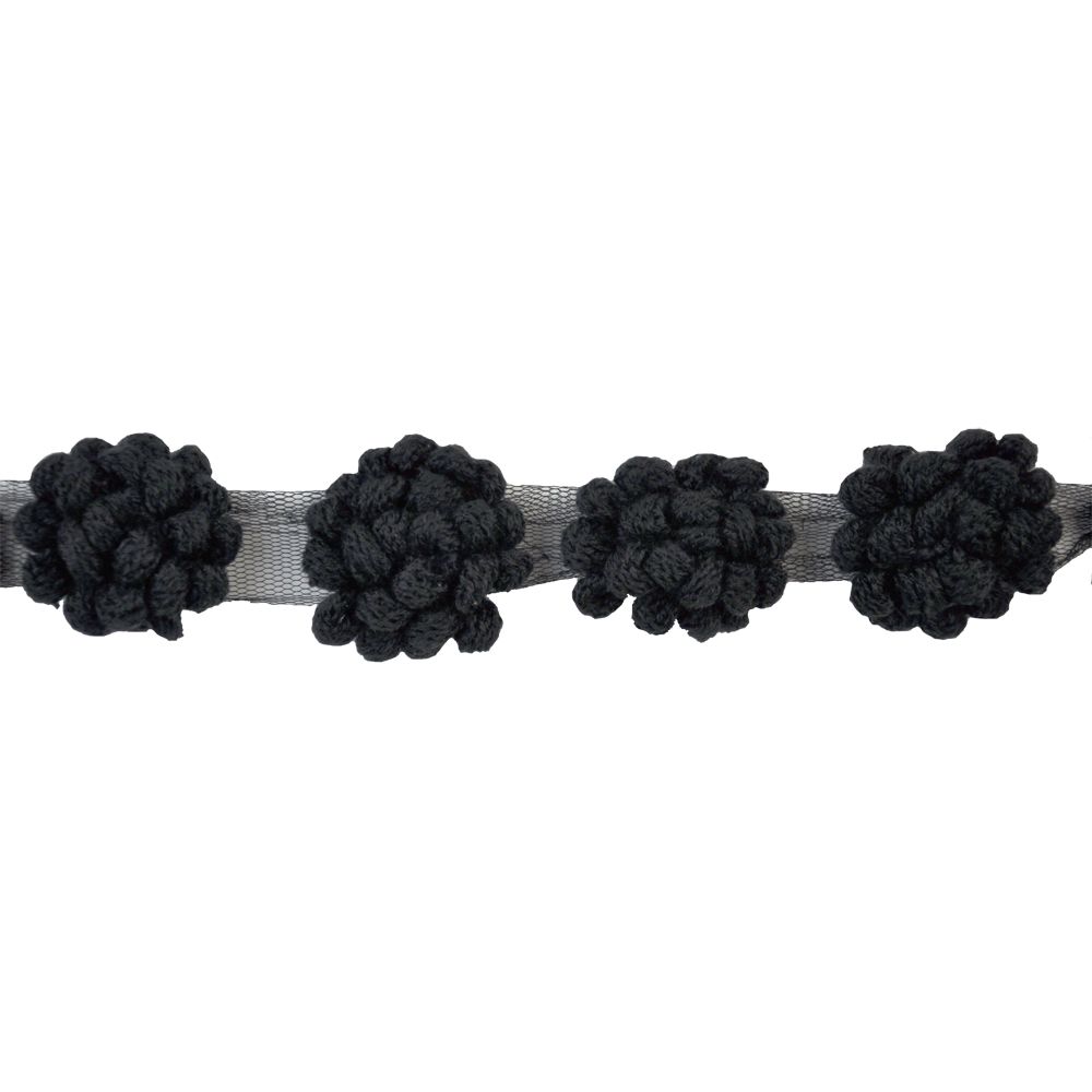 Belagio Enterprises - 2" Width Crochet Flower Trim (10 Yard Roll) - BF-1360-02 Black