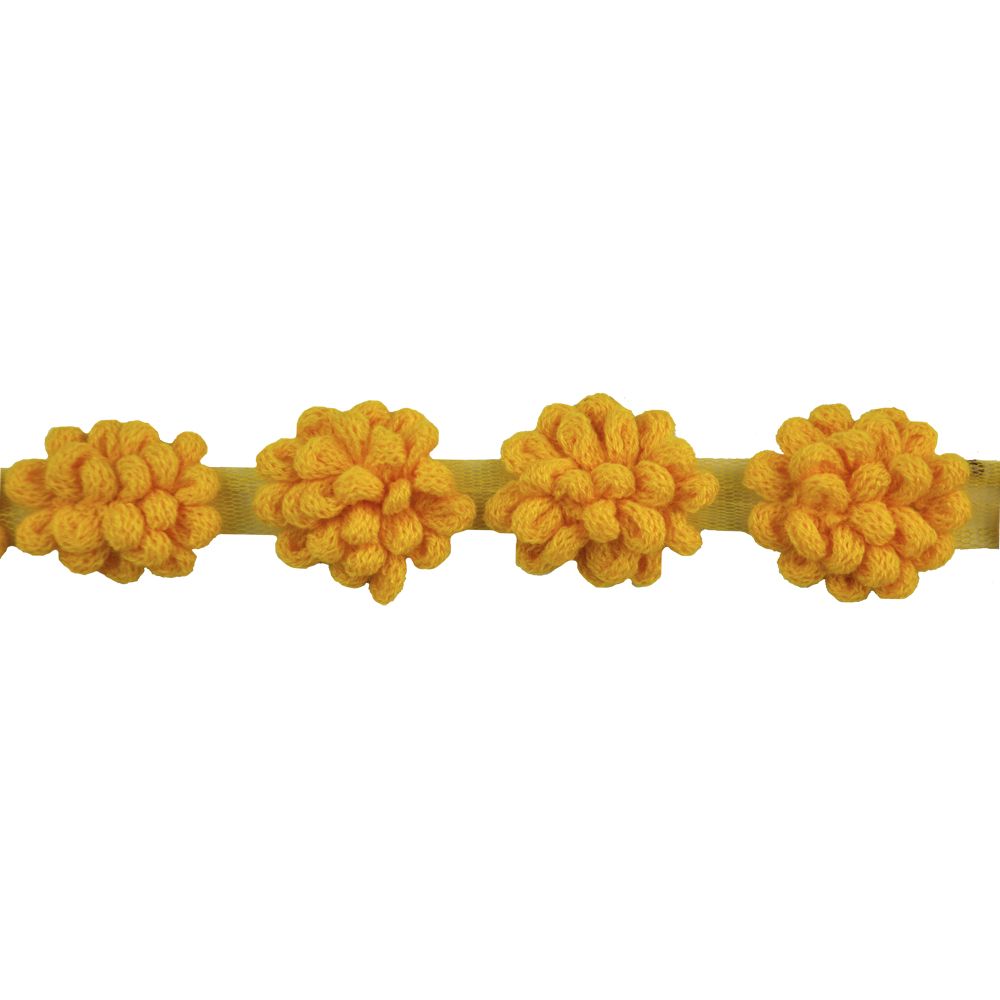 Belagio Enterprises - 2" Width Crochet Flower Trim (10 Yard Roll) - BF-1360-29 Bright Yellow
