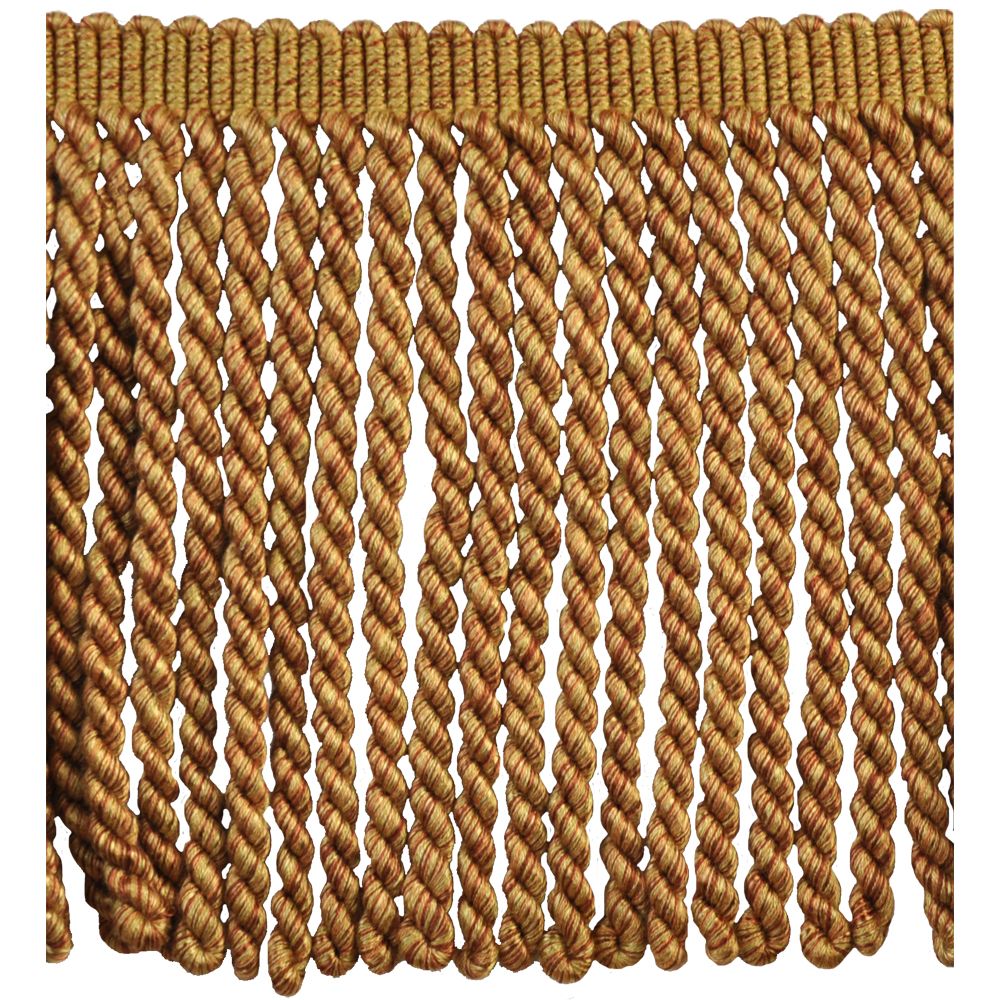 9-inch Bullion Fringe (5 Yard Roll) - BF-4010-10/88 Gold and Dark Brick