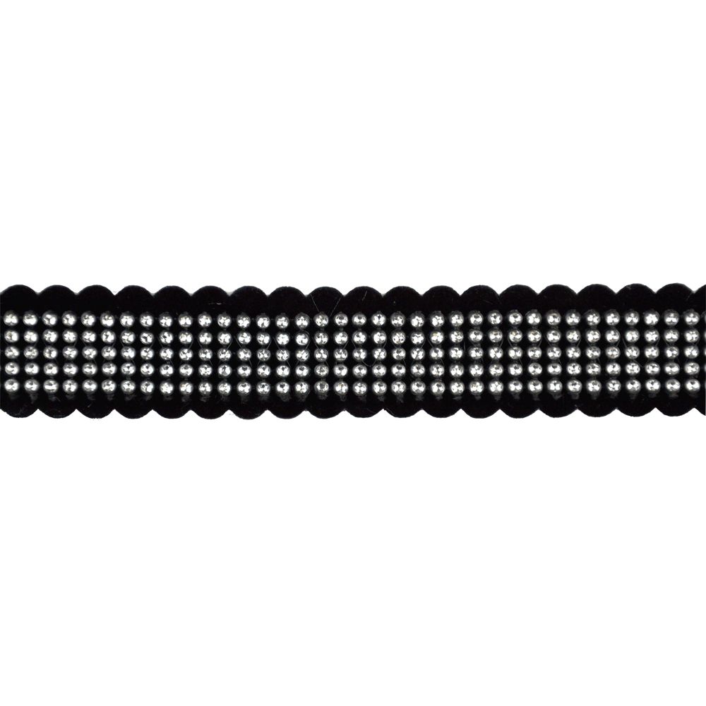 Belagio Enterprises - 1" Width Faux Velvet and Rhinestone Trim- 1" Width (10 Yard Roll) - BRV-2