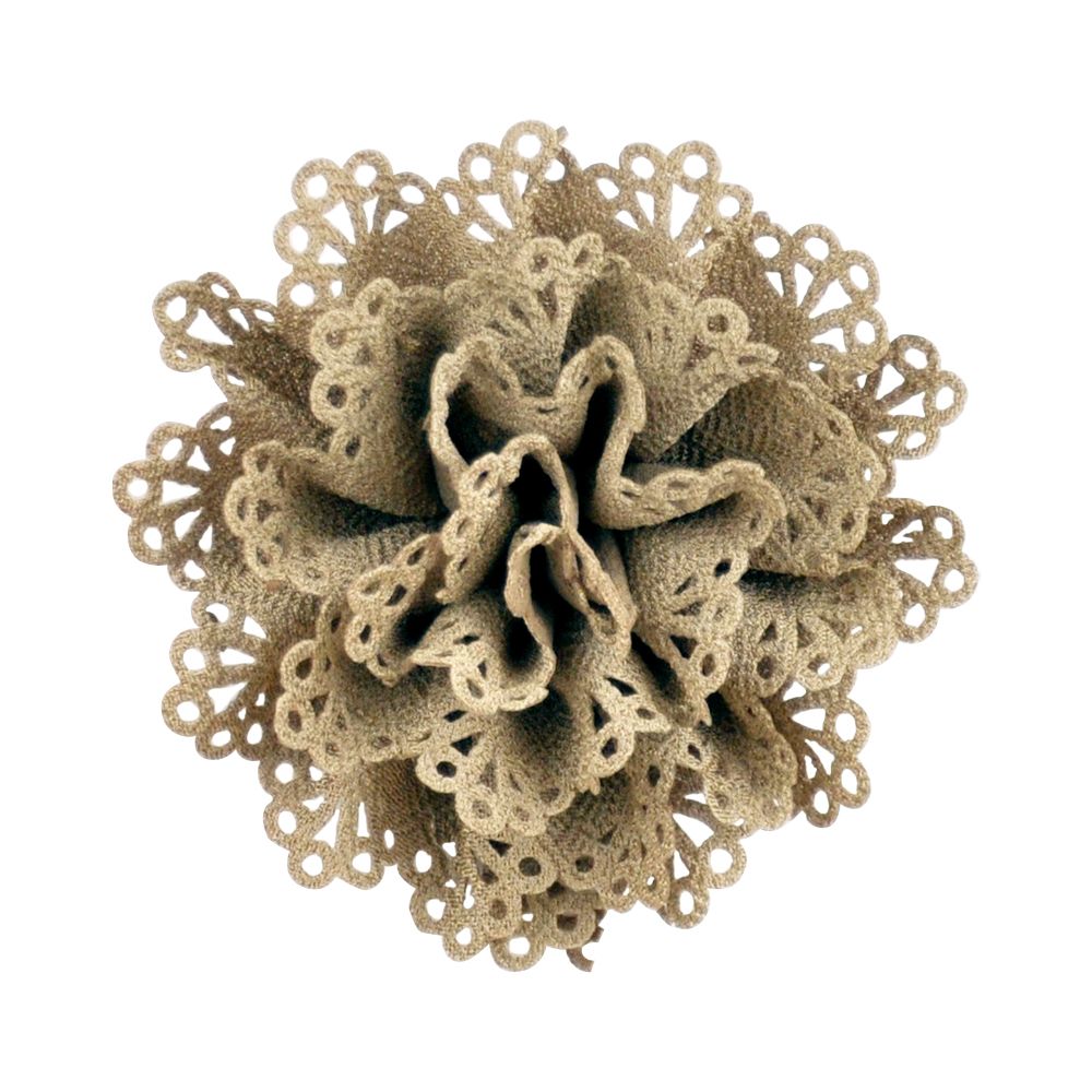 Belagio Enterprises - 4 1/2' Width Suede Flower Clip-on Brooch (6pcs Per Order) - BU-301-16 Taupe