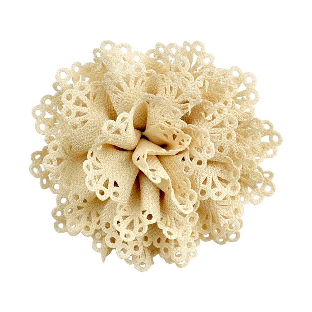 Belagio Enterprises - 4 1/2' Width Suede Flower Clip-on Brooch (6pcs Per Order) - BU-301-28 Beige