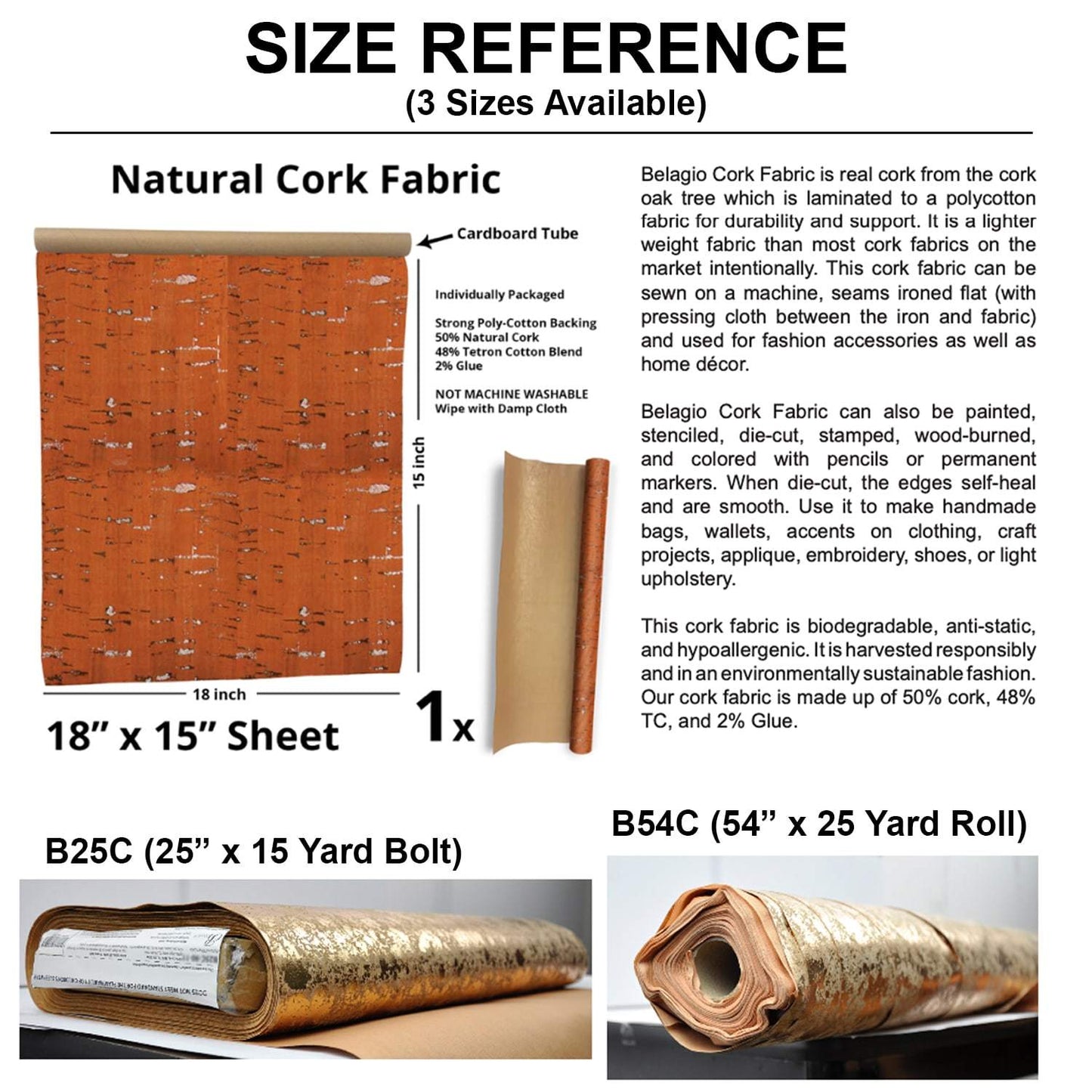 Belagio Enterprises Real Cork Fabric – Style 98-36 Metallic Olive/Silver – Ideal for DIY Crafts, Bags & Home Décor