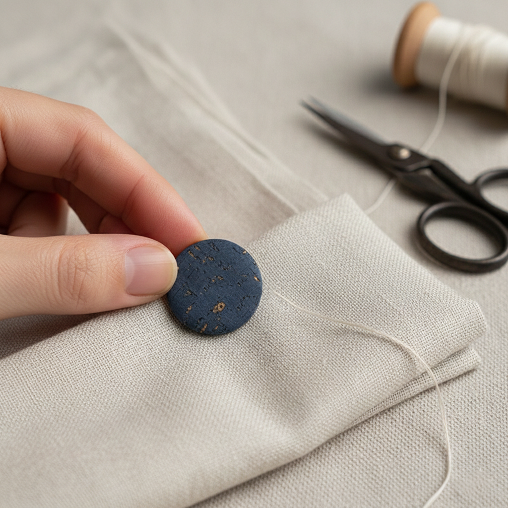 Belagio Enterprises 6pcs 1-inch Blue Cork Buttons – Decorative Natural Wood-Style Fasteners for Sewing & Crafts (2pcs per Card | 3 Cards per Order)