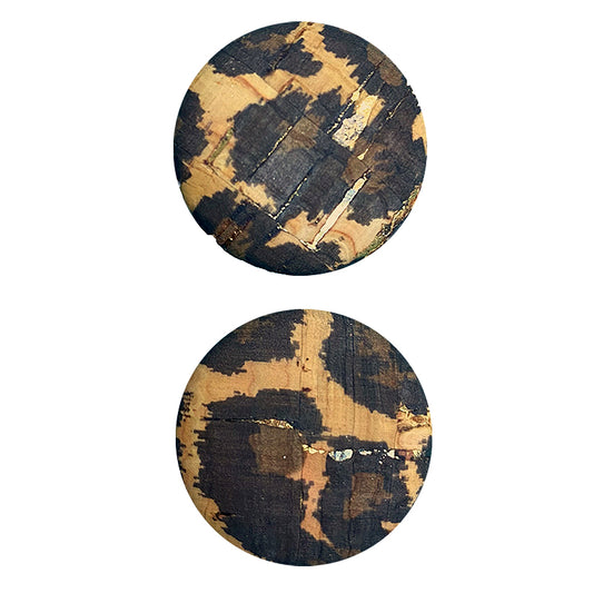 Belagio Enterprises 6pcs 1-inch Leopard Print Cork Buttons – Decorative Natural Wood-Style Fasteners for Sewing & Crafts (2pcs per Card | 3 Cards per Order)