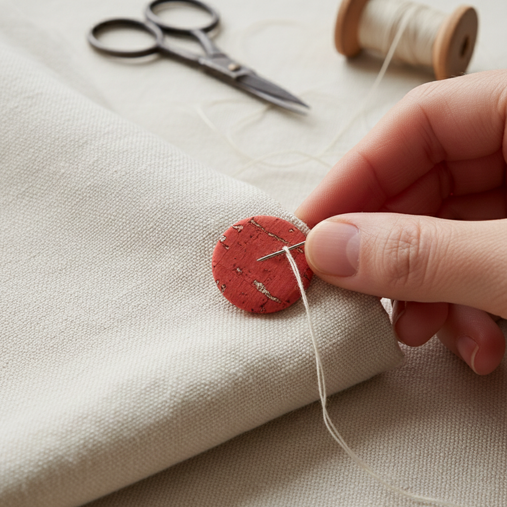 Belagio Enterprises 6pcs 1-inch Red Cork Buttons – Decorative Natural Wood-Style Fasteners for Sewing & Crafts (2pcs per Card | 3 Cards per Order)