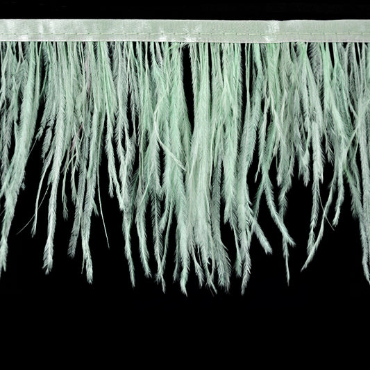 10 YDS - Ostrich Feather Trim 6 Inch Long in Mint - B-1139-14