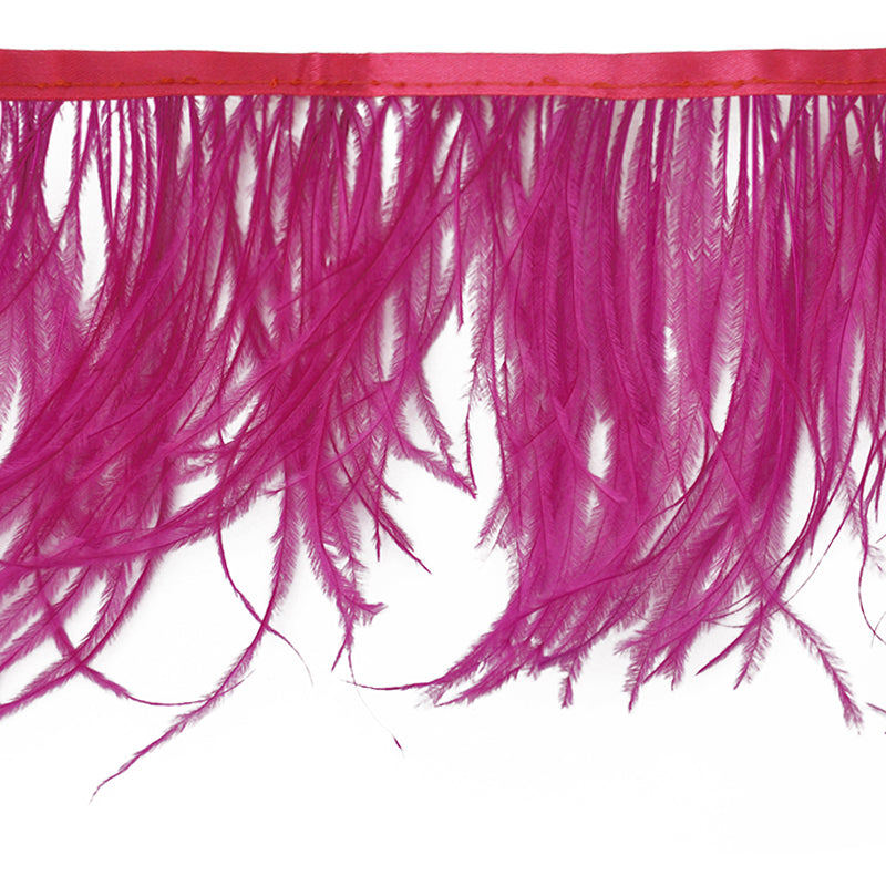 10 YDS - Ostrich Feather Trim 6 Inch Long in Fuchsia - B-1139-42