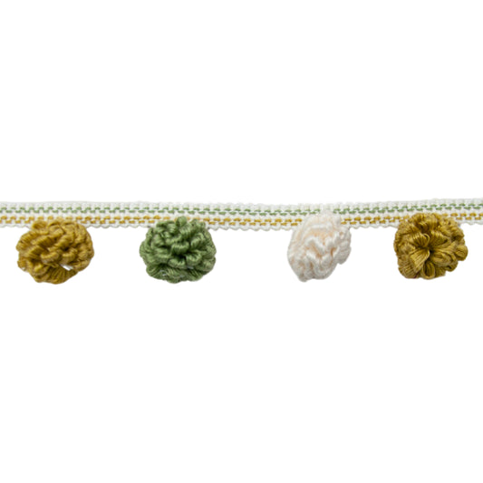 Belagio Enterprises 1 1/2-inch Drop Mint & Gold Pom-pom Fringe Trim – 27 Yard Roll