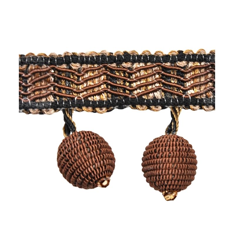 Odyssey Collection - 1 1/2" Ball Fringe (25 Yard Roll) - BF-4030-66/36 Brown and Tan