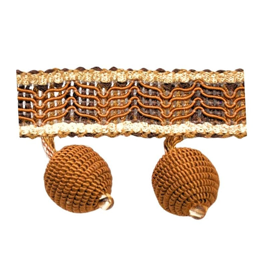 Odyssey Collection - 1 1/2" Ball Fringe (25 Yard Roll) - BF-4030-83/36 Bronze and Tan