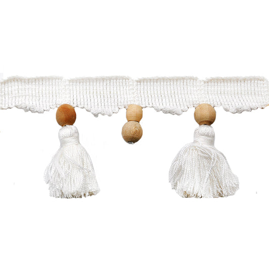 Texture Collection - 3" Length Wooden Ball Tassel Fringe in Cotton (25 YDS)-BF-4200-27