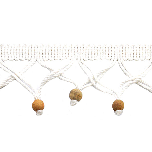 Texture Collection - 2" Length Small Wooden Ball Tassel Fringe in Cotton (25 YDS)-BF-4600-27