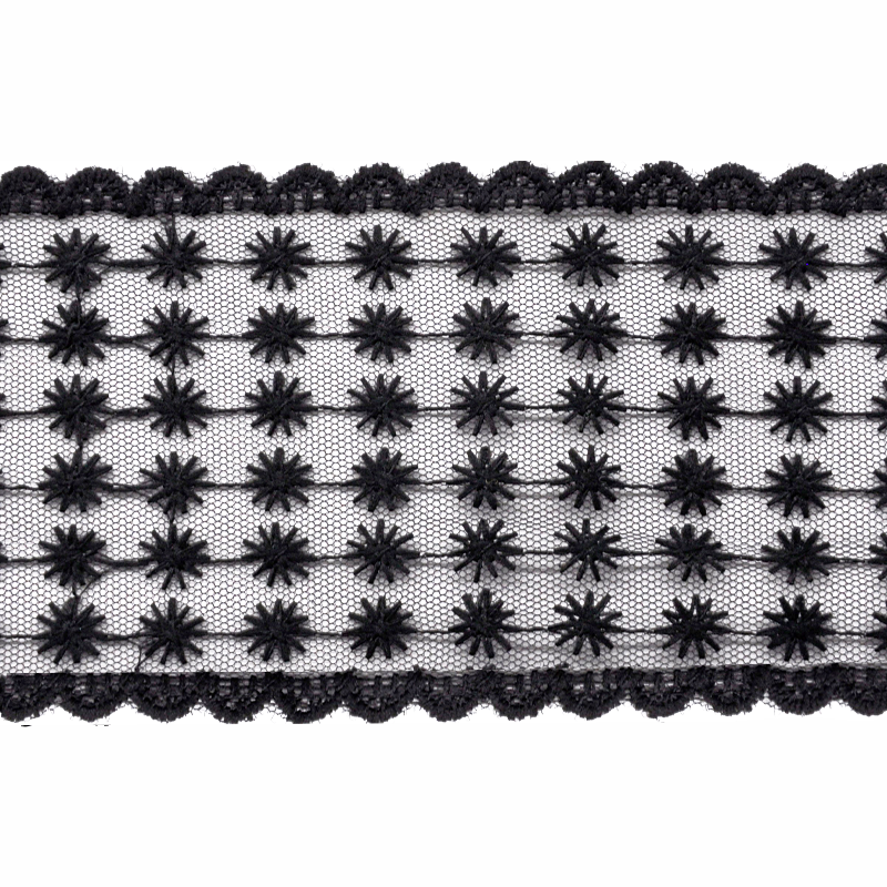 Wide Lace Trimming Black - 3 Inch -BLF-101-02 BLACK