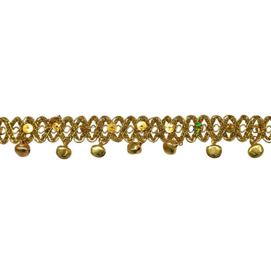 Belagio Enterprises 1-inch Gold Metallic Bell Trim with Sequins – 25 Yard Roll