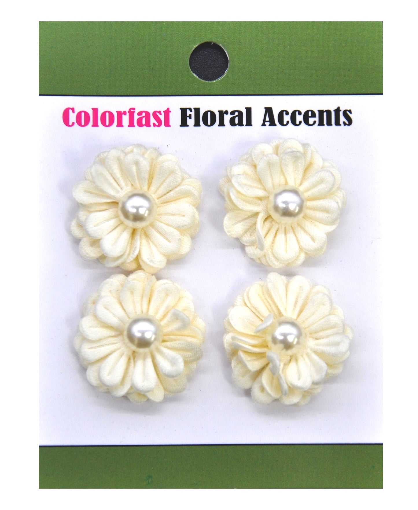 Colored Flowers With Pearls - 1" Multi-Layered (4pcs)-BPP-A2-24