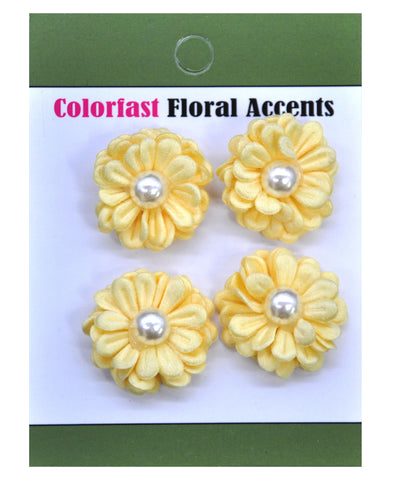 Multi-layer 1 inch Yellow Colored Flowers With Pearls BPP-A2-34