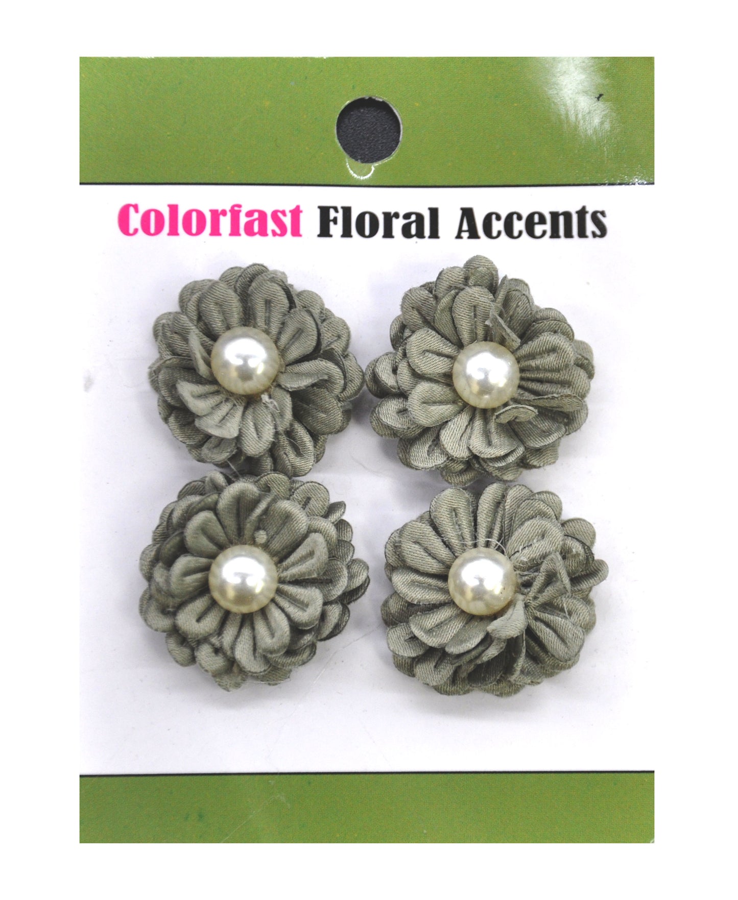 Colored Flowers With Pearls - 1" Multi-Layered (4pcs)-BPP-A2-63