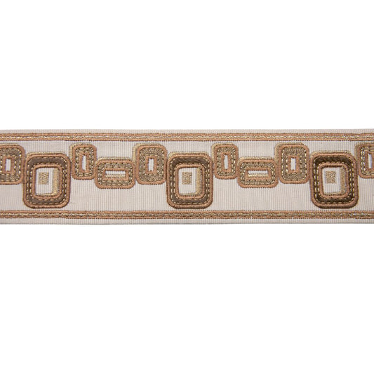 Belagio Enterprises 2-inch Beige & Gold Geometric Embroidered Jacquard Ribbon Trim – 25 Yard Roll (Copy)