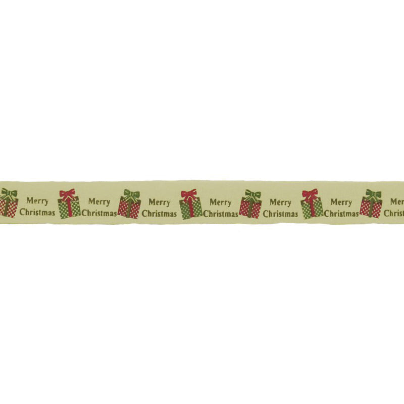 Belagio Enterprises Printed Cotton Ribbon Tape - 5/8" Width x 25 Yards Roll - Christmas Boxes