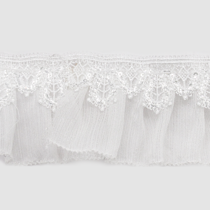 Gathered Lace with Overlay White - 2 Inch - BRL-804-27 WHITE