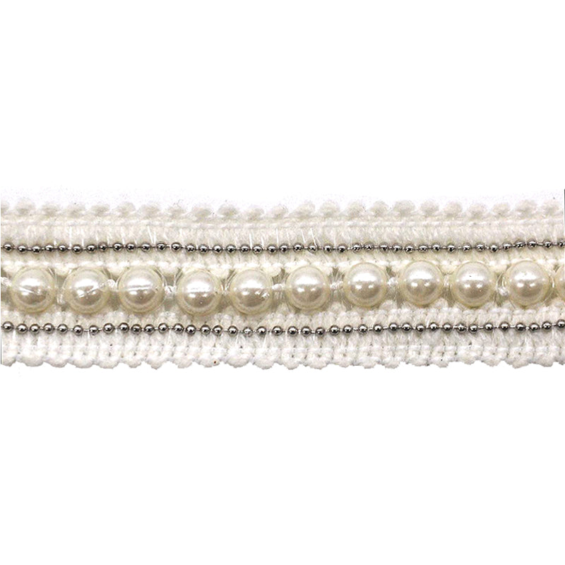 Double Gathered Lace with Scattered Pearls - 3" Width (10 YDS)-BTP-1801-27