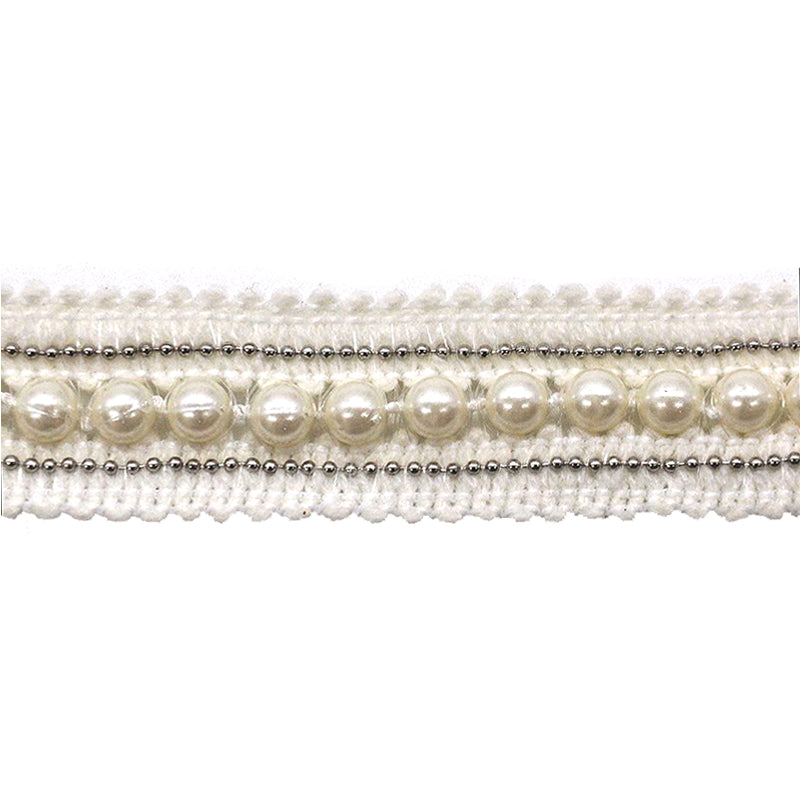 Double Gathered Lace with Scattered Pearls - 3/4" Width (9 1/2 YDS)-BTP-1802-27