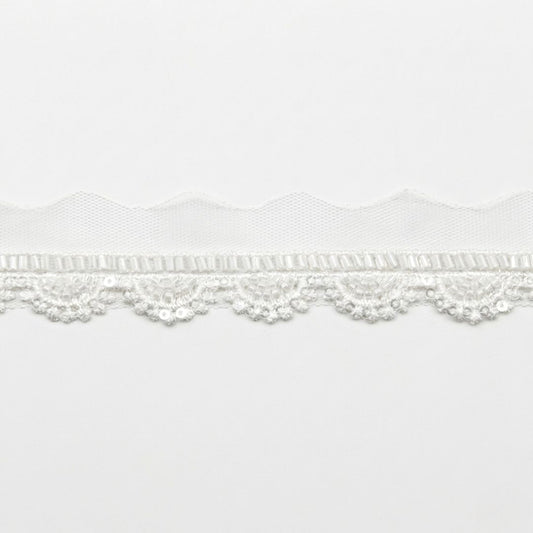 Belagio Enterprises 3/4-inch White Beaded Scalloped Lace Trim – 15 Yard Roll