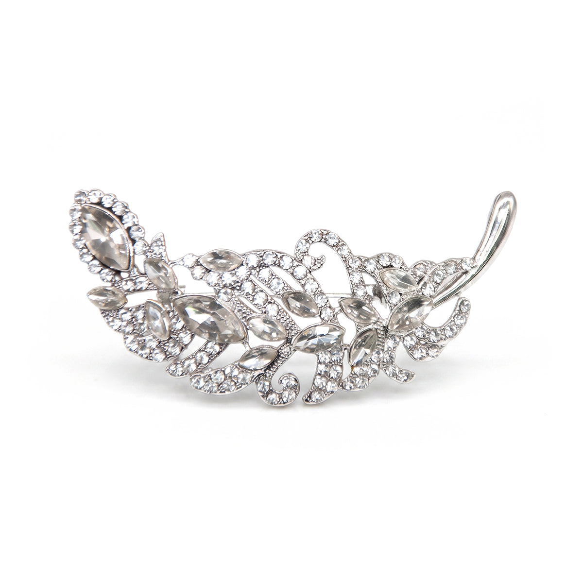 Silver Plume Crystal Brooch