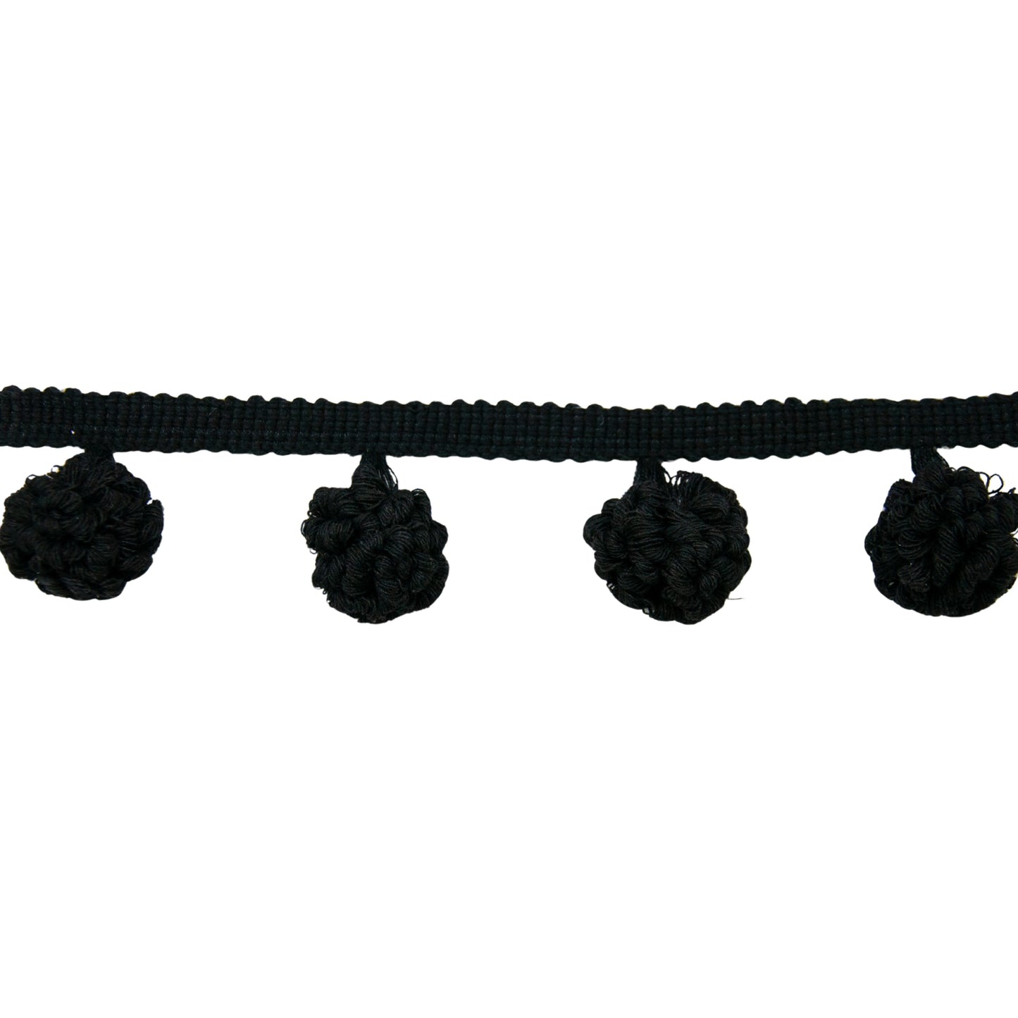 Belagio Enterprises 1 1/2-inch Drop Black Pom-pom Fringe Trim – 27 Yard Roll