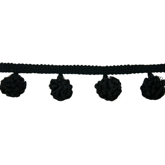 Belagio Enterprises 1 1/2-inch Drop Black Pom-pom Fringe Trim – 27 Yard Roll