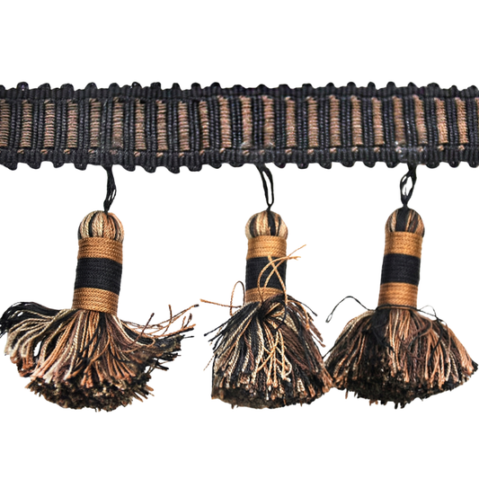 Belagio Enterprises Godiva Collection 4" Large Tassel Fringe - 25 Yard Roll - Chocolate and Brown | Style BF-4098
