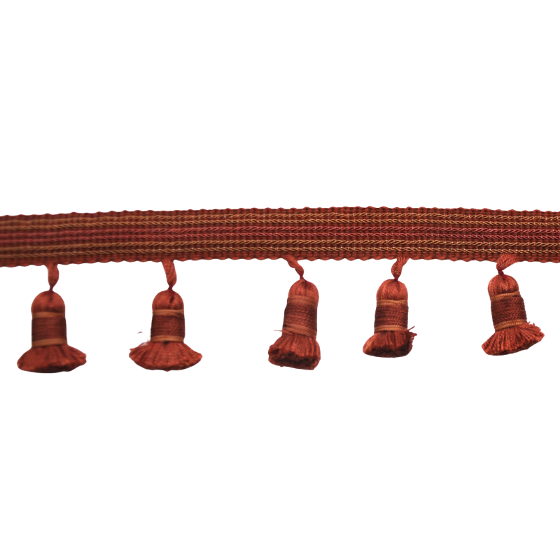 Belagio Enterprises Godiva Collection 4" Large Tassel Fringe - 25 Yard Roll - Sable and Rust | Style BF-4098