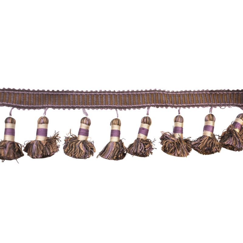 Belagio Enterprises Godiva Collection 4" Large Tassel Fringe - 25 Yard Roll - Lilac and Toffee | Style BF-4098