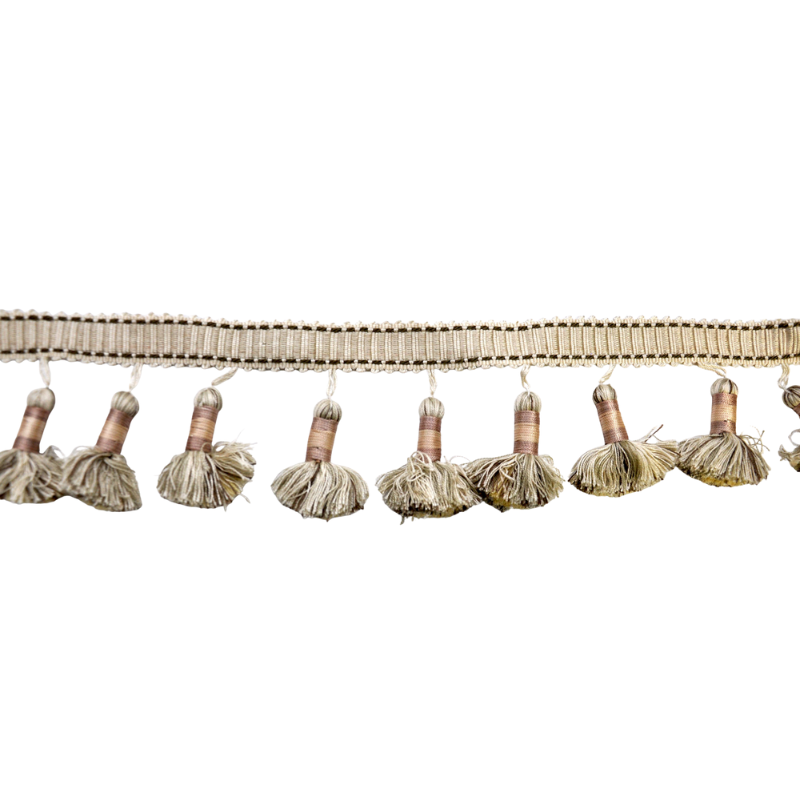 Belagio Enterprises Godiva Collection 4" Large Tassel Fringe - 25 Yard Roll - Taupe and Beige | Style BF-4098