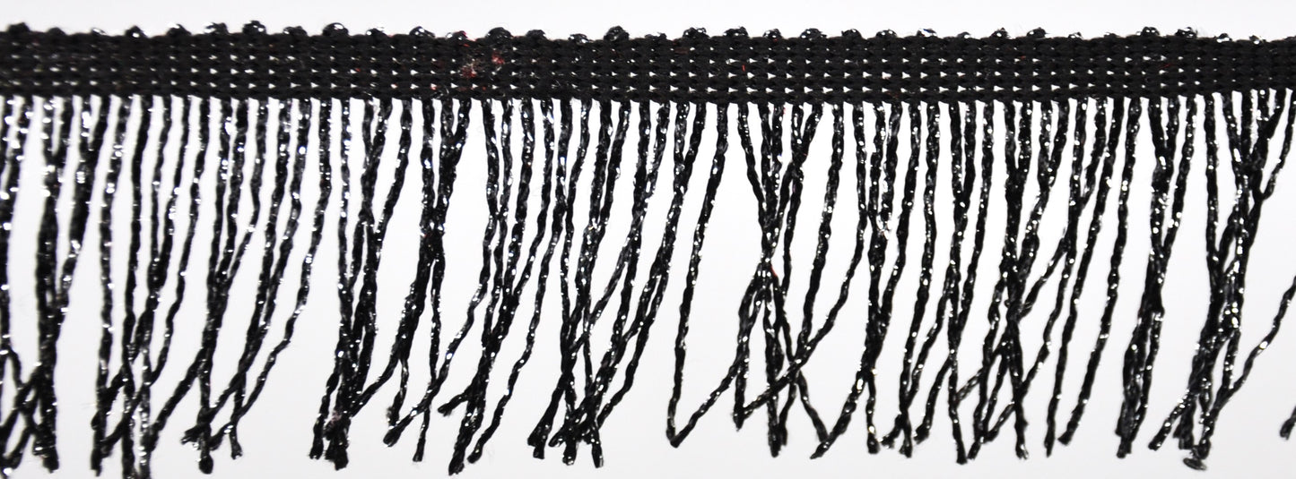 4 inch Metallic Chainette Fringe P-7044M-02/11 Black