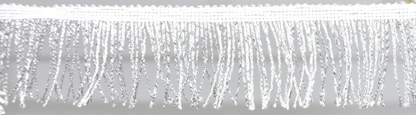 4 inch Metallic Chainette Fringe P-7044M-11 Silver