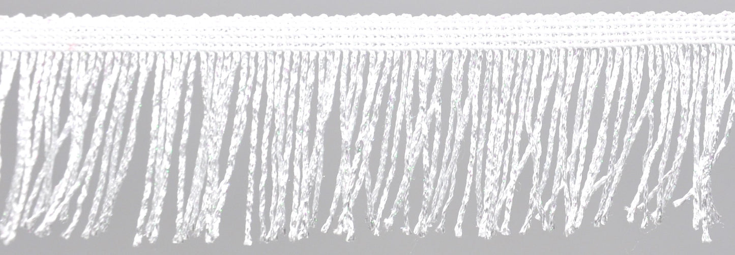 6 inch Metallic Chainette Fringe P-7045M-27 White