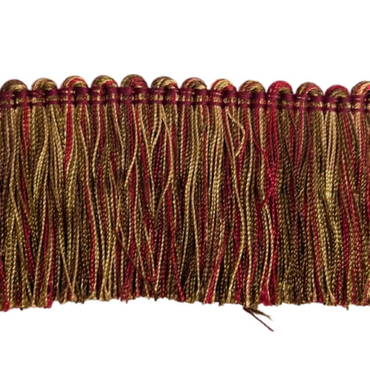 Belagio Enterprises 2-inch Brush Fringe Trim - Red and Gold - 25 Yard Roll | Style BF-1480