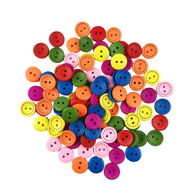 Painted Wooden Buttons - 12 Pcs Per Packet - BBA-4