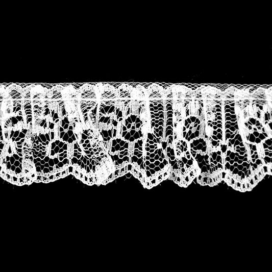 White Gathered Lace - 1 1/4" Width (40 YDS)-BL-8013