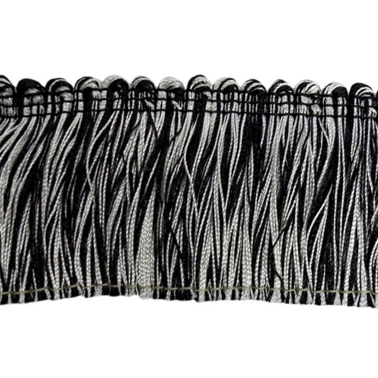 Belagio Enterprises 2-inch Brush Fringe Trim - Black and White - 25 Yard Roll | Style BF-1480