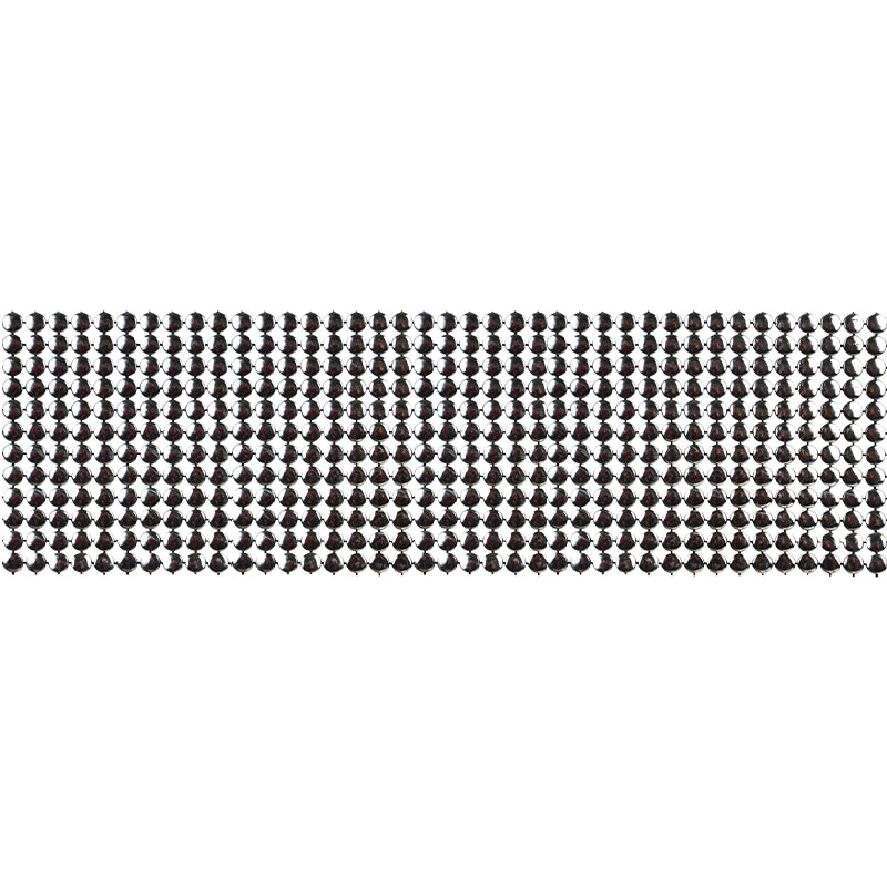 A series of metallic plastic flat studs trim in a silver color, arranged in a pattern that fills the entire frame.