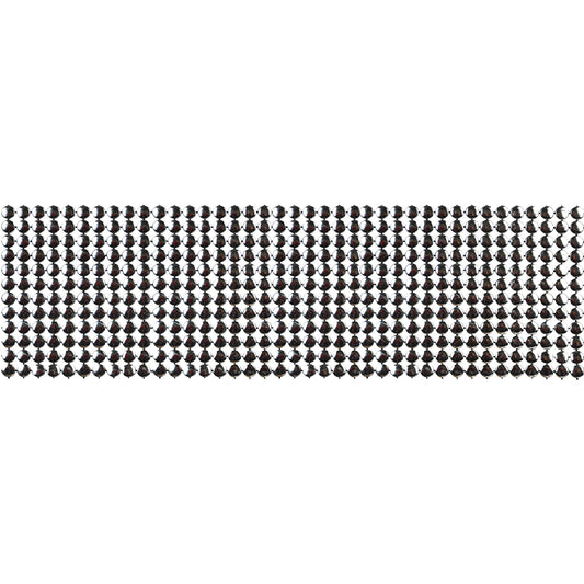 A series of metallic plastic flat studs trim in a silver color, arranged in a pattern that fills the entire frame.