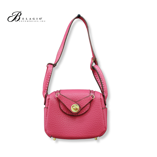 Belagio Enterprises Fashion Fobs – Mini Fuchsia Leather Bag Keychain Accessory for Purses, Totes & Gifts (3" x 2.5")