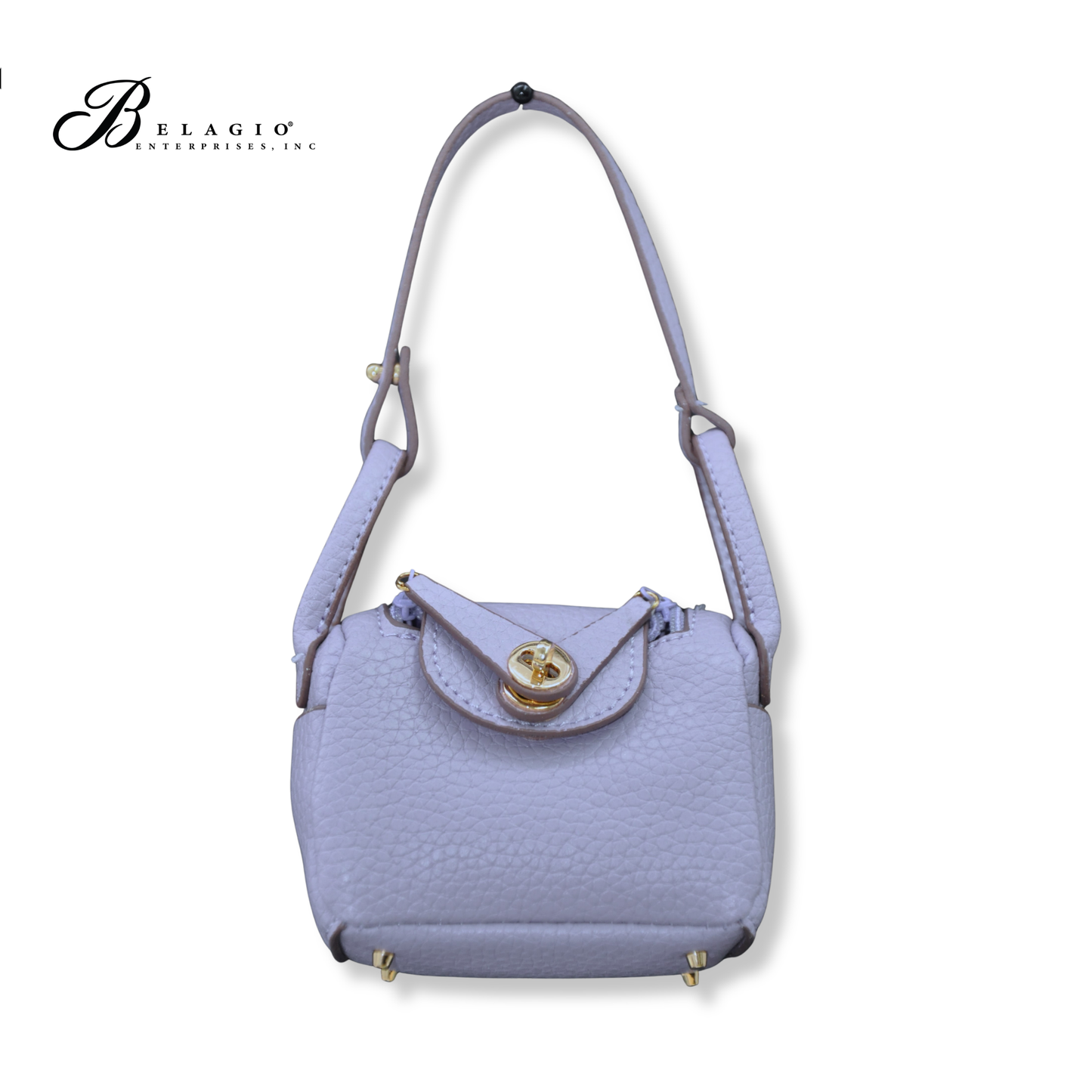 Belagio Enterprises Fashion Fobs – Mini Lilac Leather Bag Keychain Accessory for Purses, Totes & Gifts (3" x 2.5")