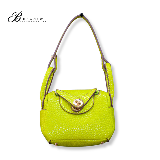 Belagio Enterprises Fashion Fobs – Mini Lime Leather Bag Keychain Accessory for Purses, Totes & Gifts (3" x 2.5")