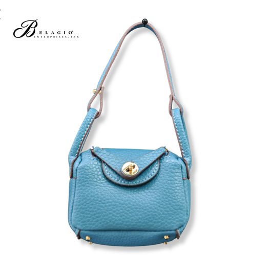 Belagio Enterprises Fashion Fobs – Mini Teal Leather Bag Keychain Accessory for Purses, Totes & Gifts (3" x 2.5")