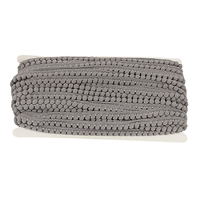 Belagio Enterprises Mini Pom-Pom Trim – Silver – 1/4" Wide, 25-Yard Roll for Sewing, DIY Crafts & Home Décor